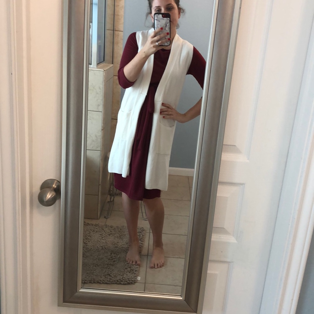 Ann Taylor White open long vest
